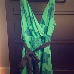 Anthropologie Green Sea Turtle Silk Dress 🐢